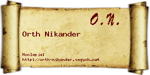 Orth Nikander névjegykártya